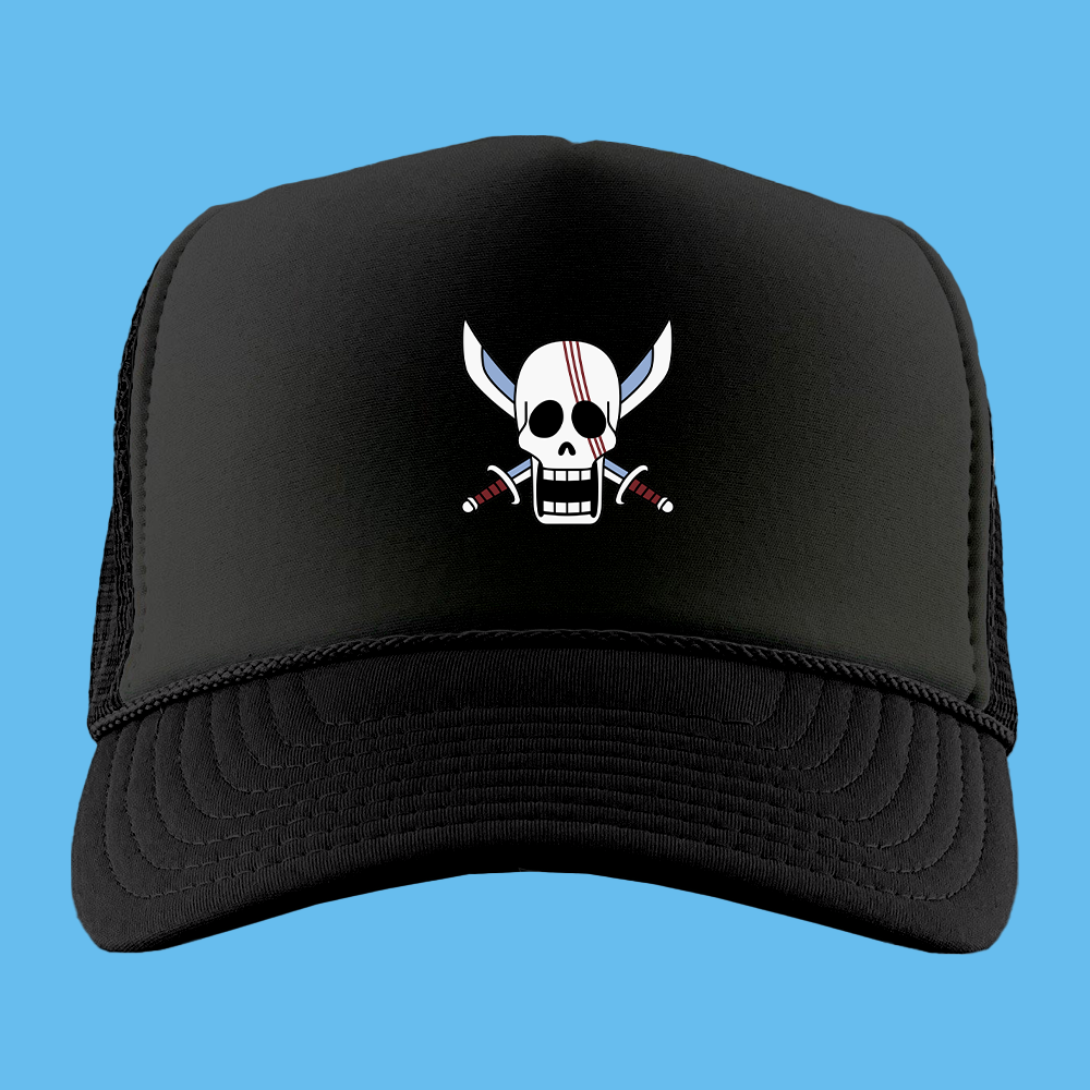 Red Hair Pirates jolly roger foam trucker