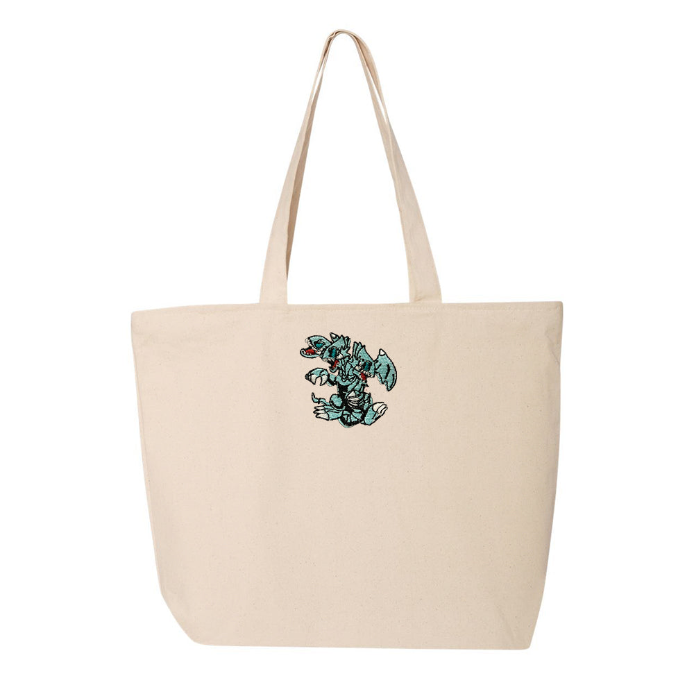 ultimate blue eyes toon dragon tote bag