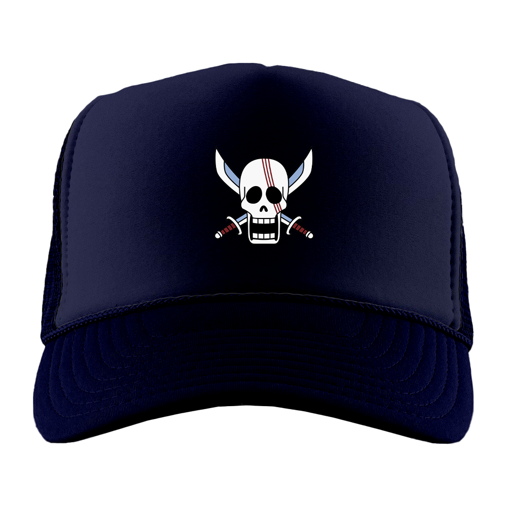 Red Hair Pirates jolly roger foam trucker