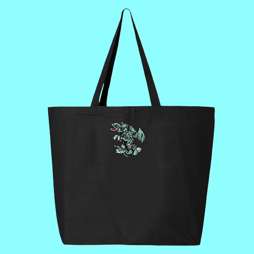 ultimate blue eyes toon dragon tote bag