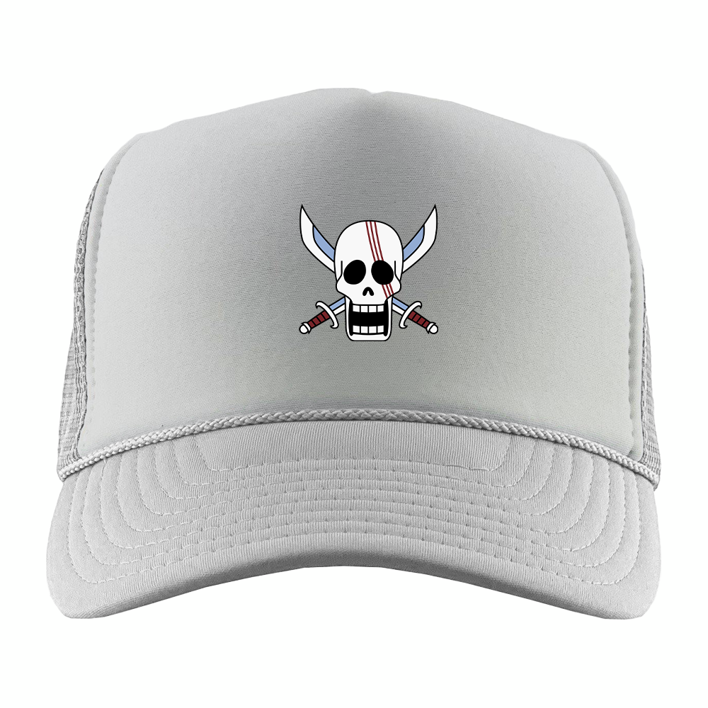 Red Hair Pirates jolly roger foam trucker